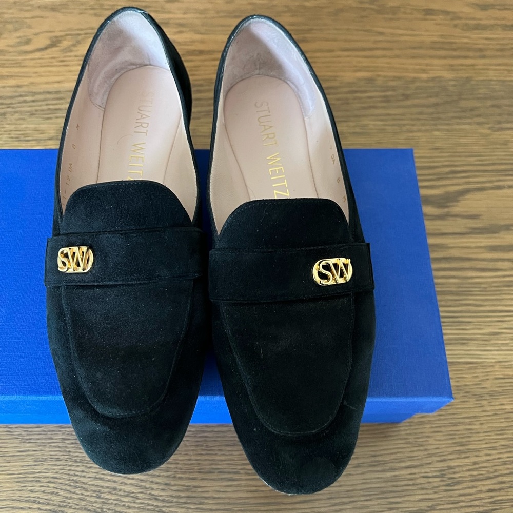 Stuart Weitzman Black Suede Loafers Size 8
